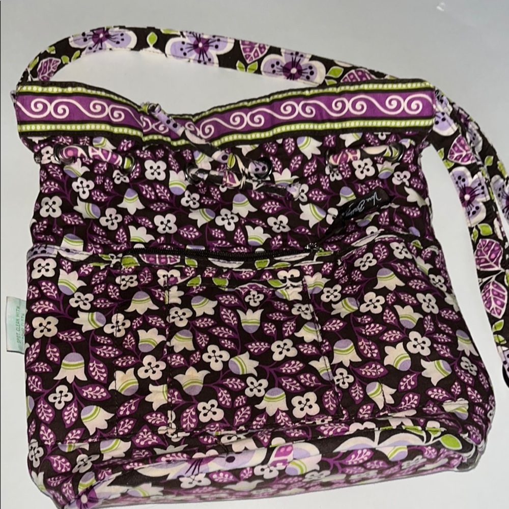 Vera Bradley Plum Petals Drawstring Crossbody Bag Bucket Bag
